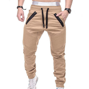 Men Fashion Drawstring Zip Strips Pockets